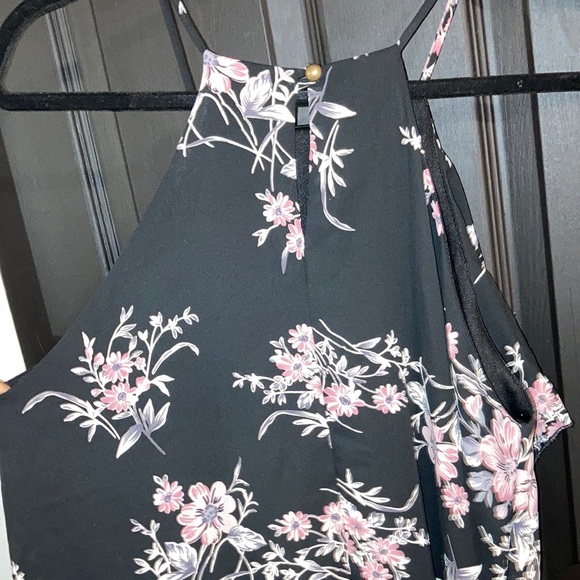 Mauve Floral Spaghetti Strap Ruffle Mini Dress - Picture 5 of 6